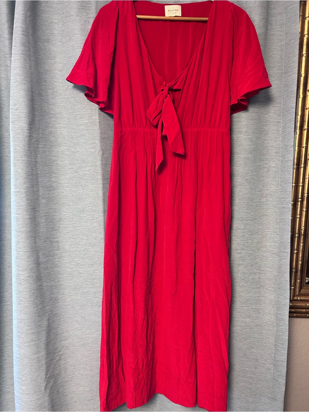 Sezane tie-front red dress